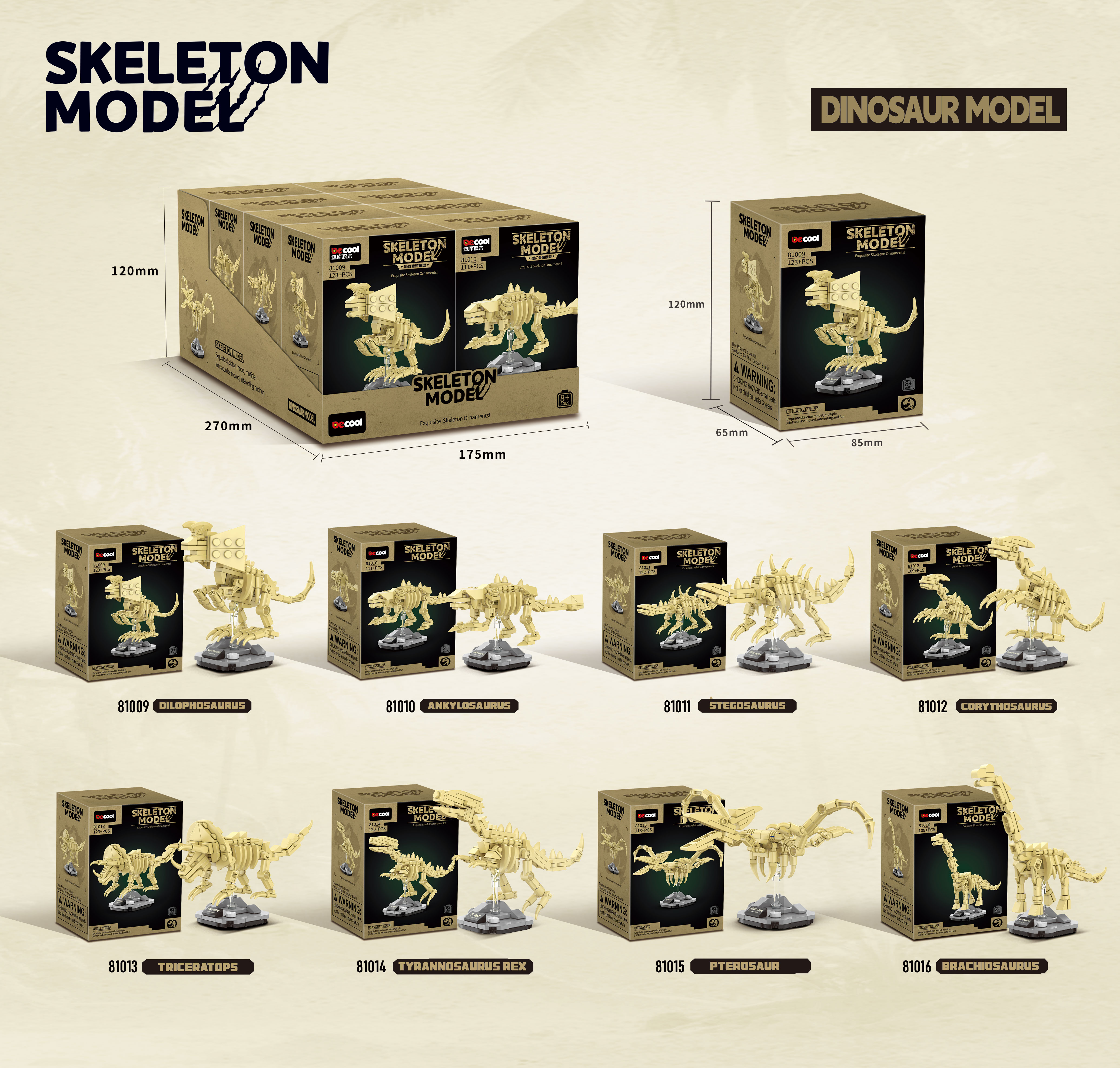 Dinosaur fossils FULL SET ( 8 MODELS)