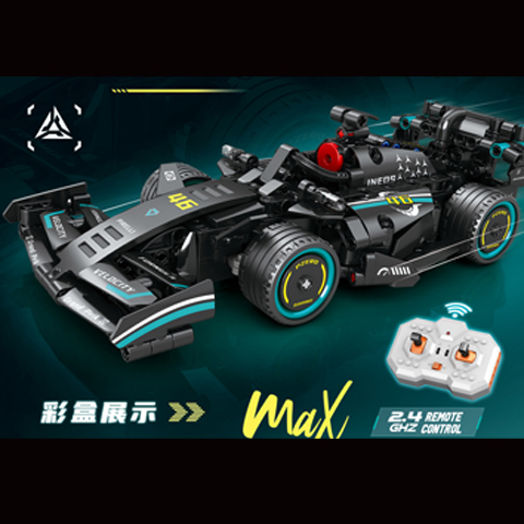 QBLO Remote Control F1 Racing Car Building Block Set, 315 Pieces, 2.4 GHz RC, 1:24 Scale, Black