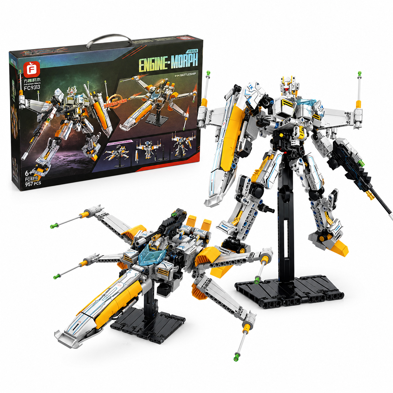 Transformer Engine Morph Mecha Robot 957 Pcs, 2-in-1